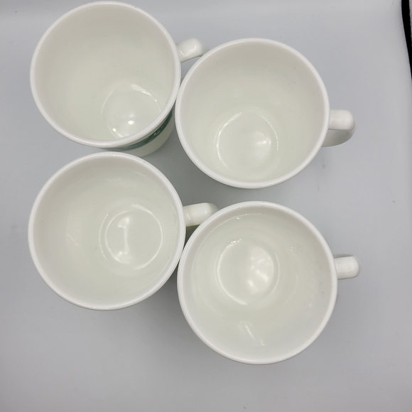Lot/4 Corelle by Corning Mugs Cups LIZA Pattern White Floral on Green Band - Picture 2 of 4